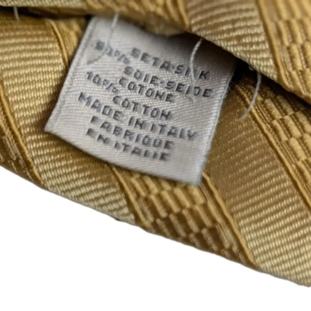 Joseph Abboud Classic Gold Stripe Tie 100% Cotton Made In Italy